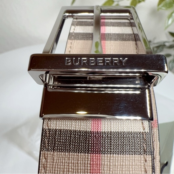 Burberry Mens Louis 35MM Pin Buckle Vintage Check with Black Reversible Belt NWT - Picture 2 of 5